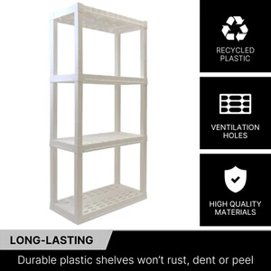 Oskar 4-Tier Garage Shelving Warehouse Rack Pallet Racking Storage Shelf, White - Picture 1 of 14