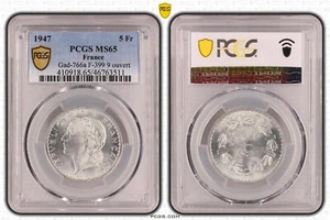 FDC France: 5 Francs gem BU 1947 aluminium PCGS MS65 - Picture 1 of 1
