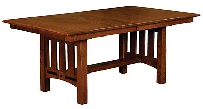 Mesa de comedor Amish Mission Craftsman caballete madera maciza 42"x72" con incrustaciones Foto 1 de 2