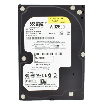 Disco Rigido Western Digital 250GB WD2500JD 7200 RPM 8MB SATA 3,5" - Immagine 1 di 4