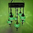Turkish Moroccan Arabian Glass Mosaic Chandelier Lamp Light 8 Bulb - UK SELLER