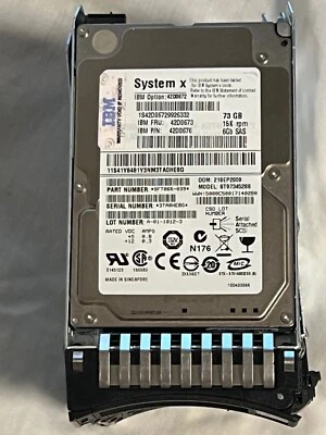 IBM 42D0676 FRU 42D0673 - 2.5" Internal - 73GB, 15K, SAS Hard Drive - Image 1 of 3