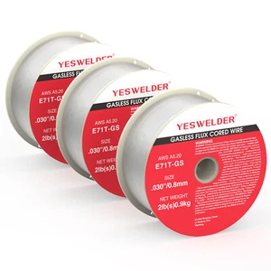 Cable Mig sin gas Flux Core, acero dulce-E71TGS 0,030" 0,8 mm-2 libras carrete (3 rollos) - Imagen 1 de 8