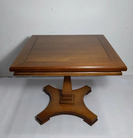Vintage Square Cocktail Pedestal Wood Table Plant Stand English Regency Style Cover