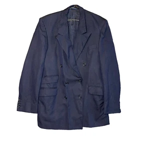 Christian Dior Monsieur Mens 38R Navy Double Breast Blazer Suit Peak Lapel Wool - Picture 1 of 20