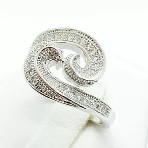 R6568 Mujeres Moda Joyería Blanco Amarillo Enchapado en Oro Promesa Cóctel Anillo Regalo - Imagen 1 de 4