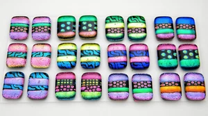 MATCHING PAIR Lot 24 pcs EARRINGS HANDMADE DICHROIC FUSED GLASS (BG20) CABOCHONS - Picture 1 of 4