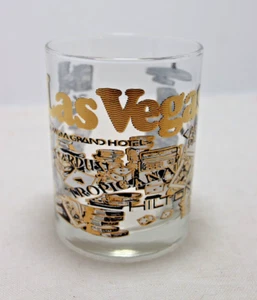 Las Vegas Glass Cocktail Lowball Old Fashioned Glass 4" High x 3" Wide Vintage - Picture 1 of 6