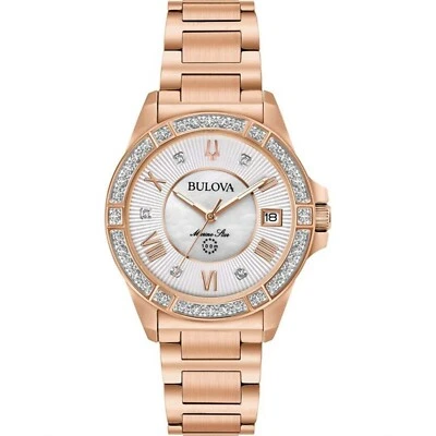 BULOVA 98R258 Marine Star Mother-of-pearl Dial Rose Gold Tone Women's Watch $595 - Image 1 of 2