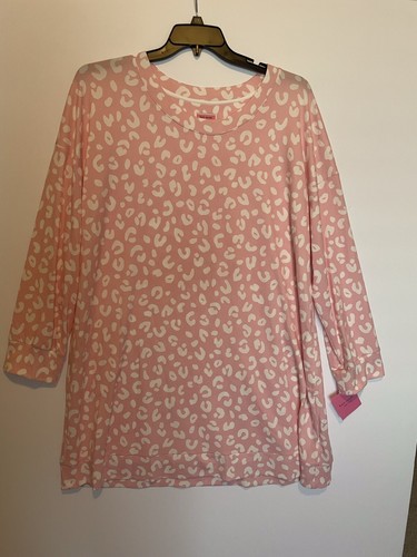 Abito corto Kate Spade New York donna taglie forti stampa rosa L S 2X nuovo con etichette $62