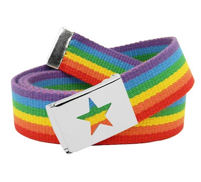 Build A Belt Men's Star Silver Flip Top 1.25" Wide Buckle with Canvas Web Belt - Image 1 of 4