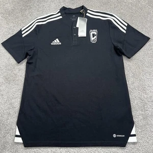 Columbus Crew Polo Shirt Mens Small Black White Adidas Soccer Stretch MLS NWT - Picture 1 of 15