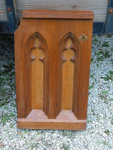 Victorian Antique Holy Gothic Church Altar communion door walnut arched panels Cover