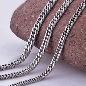 COLLAR ACERO INOXIDABLE CADENA DE TANQUES MUJER DIAMANTE HOMBRE ANCHO PULIDO - Imagen 1 de 2
