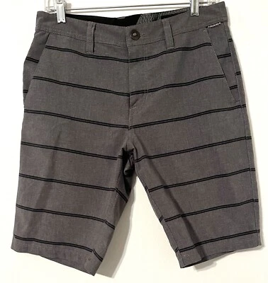 VOLCOM Mens Size 30 x 11 Chino Gray Striped Shorts Flat Front - Image 1 of 4