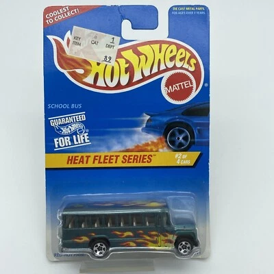 🚍AUTOBÚS ESCOLAR⭐Metalflake Dk Green 5 radios👓Hot Wheels 1997 #538 Heat Fleet Series Foto 1 de 4