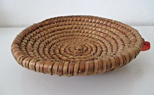Woven Straw/Wicker Shallow Storage Basket 12" Austrian Vorarlberger Vtg AZ44 - Picture 1 of 10
