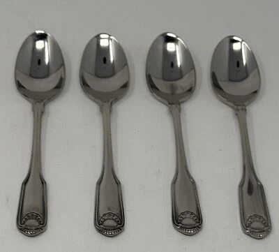 Oneida Classic Shell Set of 4 Teaspoons 6" Quality 18/10 Stainless
