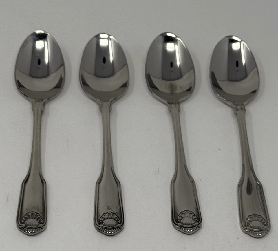 Oneida Classic Shell Set of 4 Teaspoons 6" Quality 18/10 Stainless