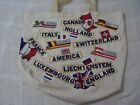 Vintage World Travel Tourist ART Tote Bag. HAND MADE CUSTM. Tan Canvas, Patches 