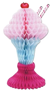 Beistle Tissue Ice Cream Sundae - Party Supply Decoration for 50's/Rock & Roll - Picture 1 of 1