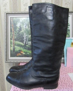 SOVIET MILITARY UNIFORM PARADE LEATHER BOXCALF OFFICER BOOTS SIZE 44 wide - Picture 1 of 5