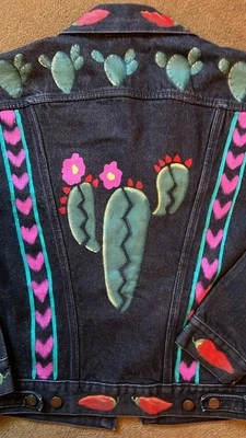 定制手绘牧马人牛仔裤夹克,一种,沙漠图案,中号 — 第 1/4 张图片