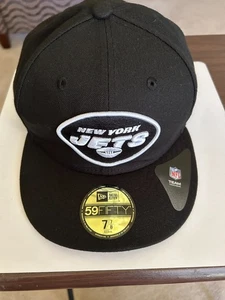 New Era New York Jets Mütze Gr. 7 7/8 schwarz mit erhöhtem weißen Schriftzug Neu mit Etikett - Bild 1 von 6