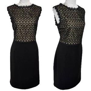 NEW Ivanka Trump Black Sheath Dress Size 16 Sleeveless Floral Lace Office Party - Picture 1 of 14