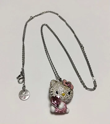 Swarovski Hello Kitty Rosa Herz Halskette Sanrio Collab Original Selten Japan - Bild 1 von 4