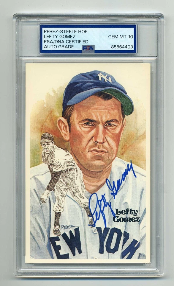 LEFTY GOMEZ GEM MINT 10 PSA/DNA  SIGNED  PEREZ STEELE POST CARD - SUPERB - Image 1 of 1