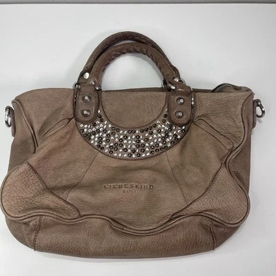 Bolso Cartera de Hombro Liebeskind Berlin Tostado Tachonado Cuero Guijarro Suave Y2K Indie Foto 1 de 4