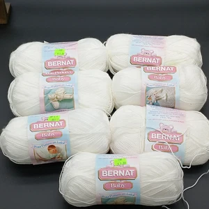 Lot of 7 Bernat Baby Yarn 00402 WHITE 1.75 Ounce each Gentle Soft - Picture 1 of 5