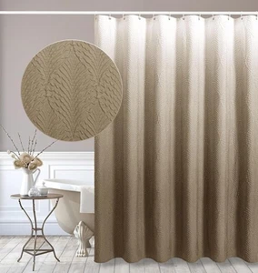 Gibelle Ombre Textured Brown Shower Curtain W Hooks 72x72 NIP FREE SHIPPING! - Picture 1 of 4