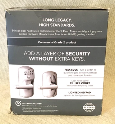 Schlage Chrome Keypad Lever FE595 CSV PLY 626 ELA Plymouth Light Commercial New - Image 1 of 4