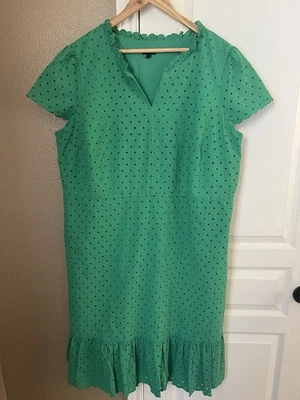 Talbots Womens Size 20W Green Lace Cotton Shift Dress Cap Sleeve - Image 1 of 4