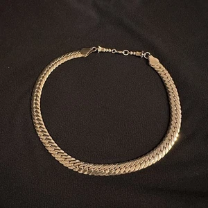 Collana vintage con dichiarazione grossa tono oro - catena a spina di pesce pesante, non marcata - Foto 1 di 10