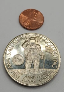 1994 Turks&Caicos 5 Crowns 25th Ann. Lunar Landing - ANA Salute Coin Collecting - Picture 1 of 2