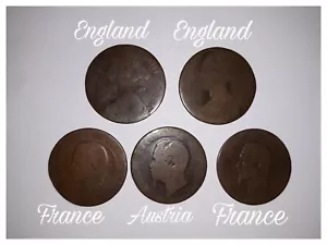Coin Set Of 5 Europe Old Coins Different Years Napoleon France Germany - Picture 1 of 10