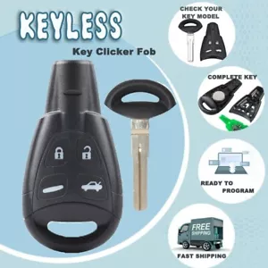 433MHZ Keyless Remote Key Fob Replacement for Saab 9-3 9-5 2003-011 LTQSAAM433TX - Picture 1 of 5