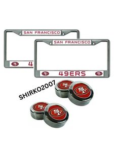 NFL SAN FRANSISCO 49ERS CHROME METAL LICENSE PLATE FRAMES WITH SCREW CAPS - Picture 1 of 1