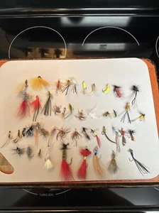 Lot Of 46 Handmade Fly Fishing Lures With Tackle Box - Picture 1 of 5