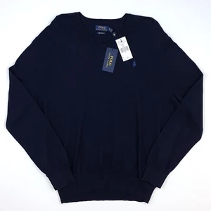 Polo Ralph Lauren Jersey Cuello en V 1XB Big Pima Algodón Suéter Azul Marino PVP £129 - Imagen 1 de 17