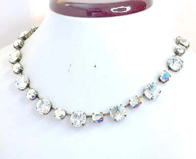 Womens Clear Austrian Crystal Georgian Collet Necklace Silver Anna Wintour - Image 1 of 3