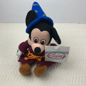 The Disney Store Mickey Mouse Sorcerer Bean Bag Fantasia 9" Costume Star Hat New