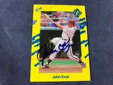Y3-10 BASEBALL CARD - JOHN KRUK PHILLIES - AUTOGRAPHED -1990 CLASSIC -CARD #T3