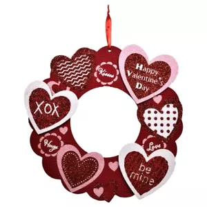 Happy Valentine's Be Mine Hugs XOXO Kisses Love Wreath 12 x 11.5 Outdoor Indoor - Picture 1 of 6