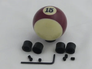 Custom Pool Billiard Ball #15 Maroon Stripe Gear Shifter Shift Knob - Picture 1 of 1