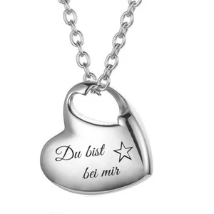 ID Herz Asche Medallion + Kette mit Gravur nach Wunsch Urne Memorial Anhänger - Bild 1 von 9