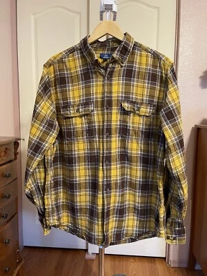 Camisa George Abotonada Para Hombre Talla L Amarilla Marrón Manga Larga Cuello Abotonado Foto 1 de 3